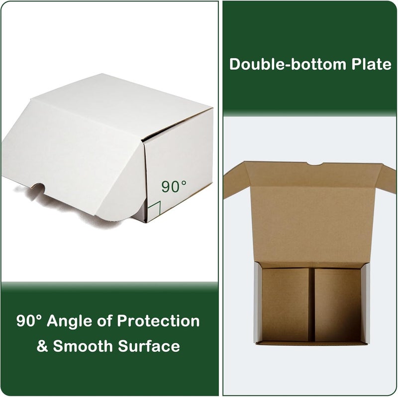 HESESOH 7x5x4 Inches Shipping Boxes Set of 25, White Corrugated Cardboard Box Literature Mailer for Packing Small Business - Image 3
